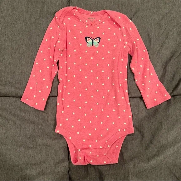 Carter’s Butterfly Matching Set Size 12M Pink White Blue Polka Dots Spring Love - Picture 4 of 9